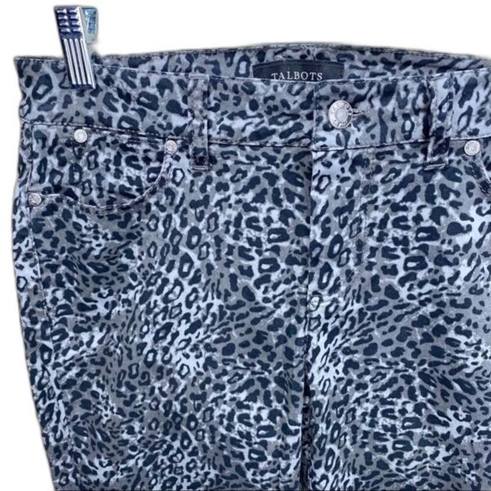 Talbots Signature Leopard Print Jeans Size 2 Gray Straight Leg Stretch Pants NWT - Picture 5 of 9